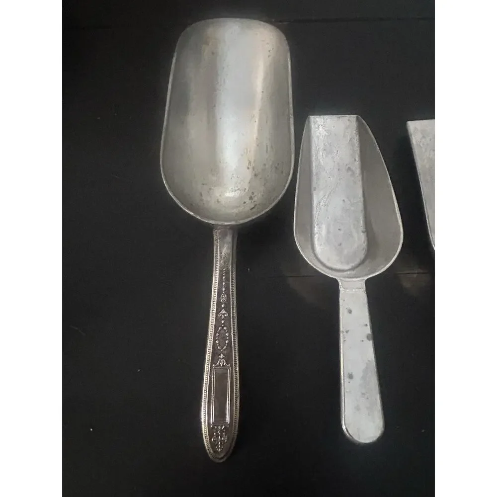 Vintage Serving Utensils Set of 3 Ice Scoops Ornate Floral
